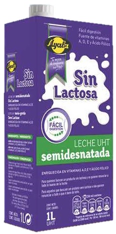 AYALA LECHE SEMIDESNATADA SIN LACTOSA 1 L
