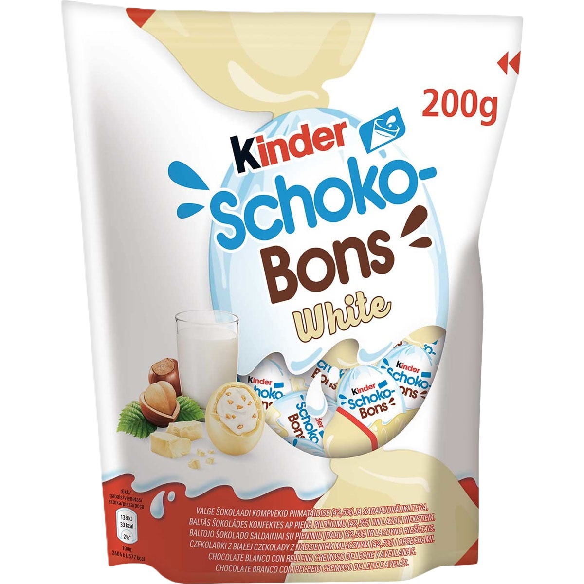 KINDER SCHOKO-BONS WHITE 200G.
