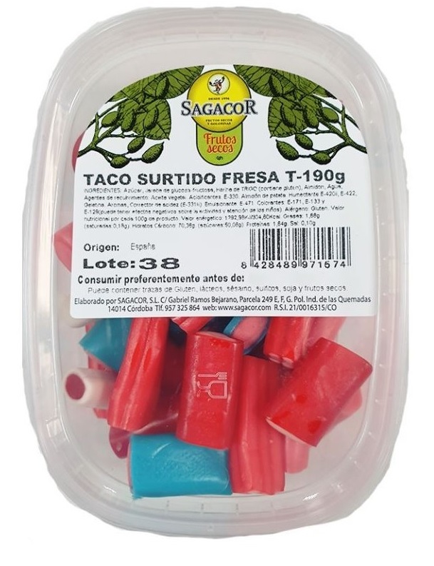 SAGACOR REGALIZ TACOS FRESAS T/190G (536)